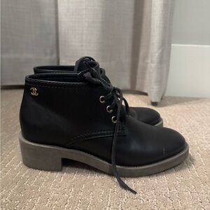 Chanel Women's Calfskin Black Ankle Boots